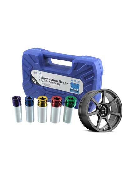 BITUXX Set de chei tubulare de impact pentru jante din aliaj 15 17 19 21 22mm...