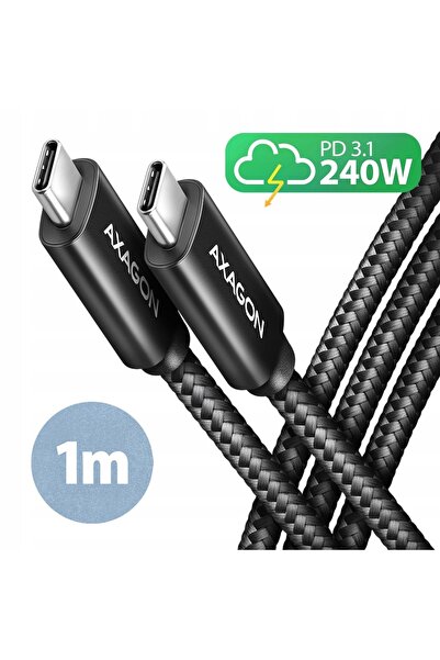 Axagon BUCM2-CM10AB Cablu USB-C - USB-C, 1.0m, încărcare 5A, ALU, 240W PD, îm...