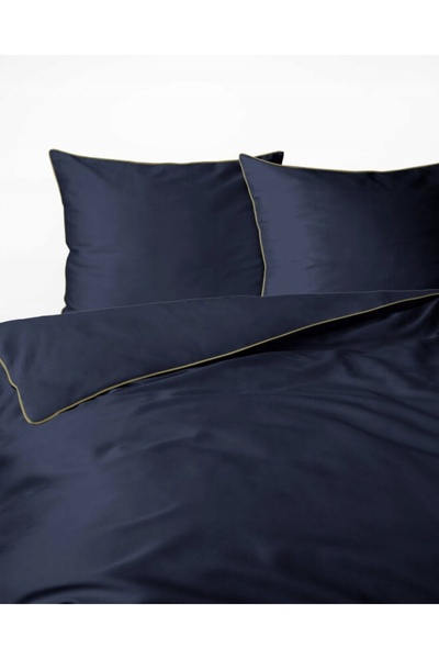 Detexpol Lenjerie de pat din satin 160x200 albastru marin cu bordură Mako Sat...