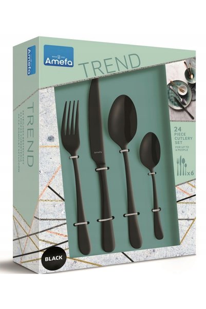 Amefa 24 x TACÂMURI MODERNE DIN OȚEL INOXIDABIL MODERN AUSTIN VINTAGE NEGRU N...