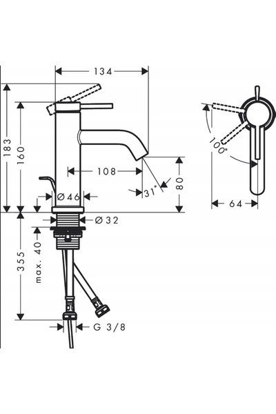 Hansgrohe Tecturis S Bateria umywalkowa 80 CoolStart EcoSmart 73302700