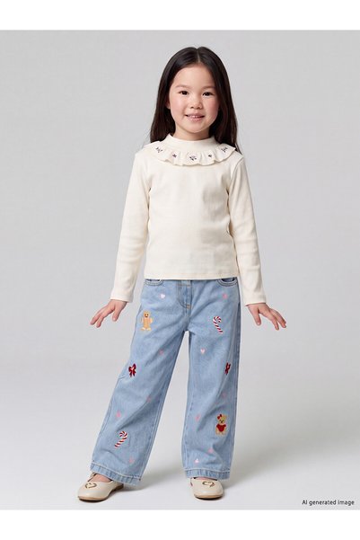 LC Waikiki Embroidered girl's jean pants