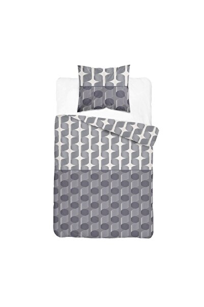 Detexpol Lenjerie de pat din satin cu țesătură geometrică gri 140x200 -6067 B