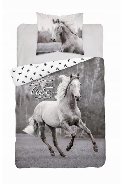 Detexpol Lenjerie de pat bumbac 140x200 Cal în galop Gri 3627 A Youth Holland