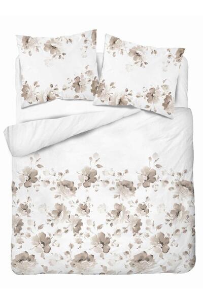 Detexpol 220x200 Lenjerie de pat din satin, flori maro-bej, 5325 B Home Satin 41