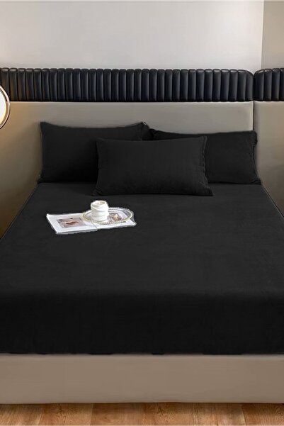 Mulberry Velvet Fabric King Size Double Fitted Elastic Sheet Set 180X200+30 cm