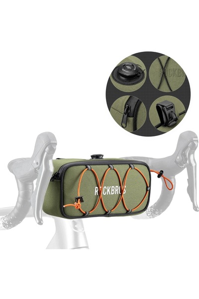 ROCKBROS Geantă impermeabilă pentru ghidon de bicicletă de 1,9 L - Verde