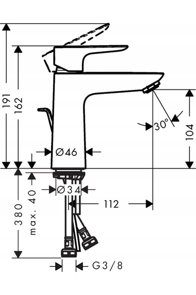 Hansgrohe Baterie de lavoar Talis E 110 cu kit de scurgere 71710140