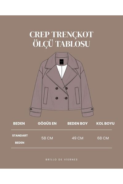 Fast Perry Brown Double-Breasted Collar Women's Crepe Fabric Trench Coat