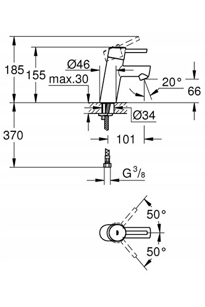 Grohe Baterie de lavoar Concetto, Mărimea S 3224010E