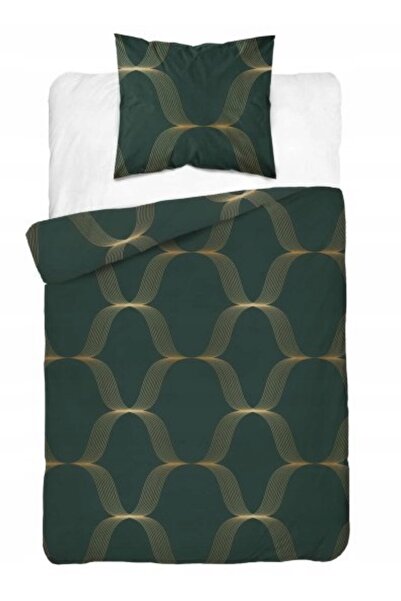Detexpol 140x200 lenjerie de pat din satin verde, cu ornament auriu, 5088 B H...