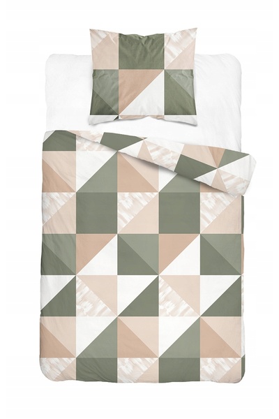Detexpol Lenjerie de pat din satin cu model geometric roz-gri 140x200 -6006 A