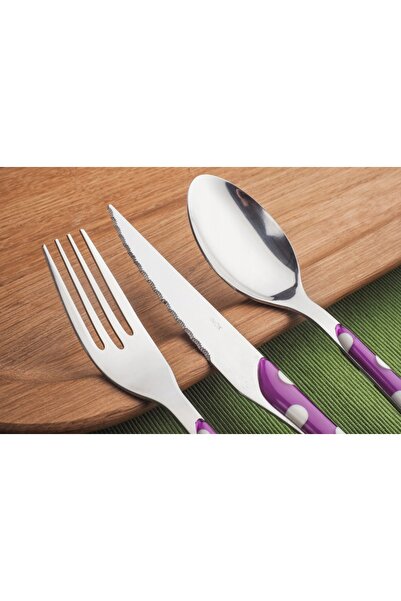 Amefa 24 tacâmuri moderne rafinate cu buline colorate, set Eclat