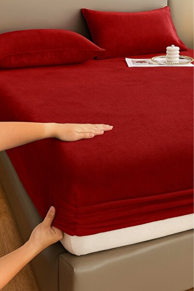 Mulberry Velvet Fabric King Size Double Fitted Elastic Sheet Set 180X200+30 cm