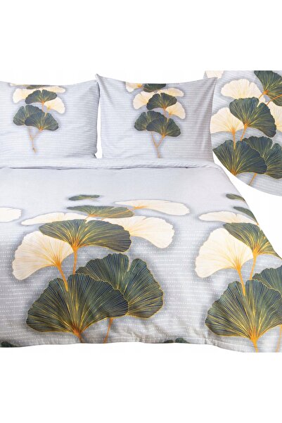 Darymex Lenjerie de pat din flanel 220x200 31510/1 gri-verde cu frunze de euc...
