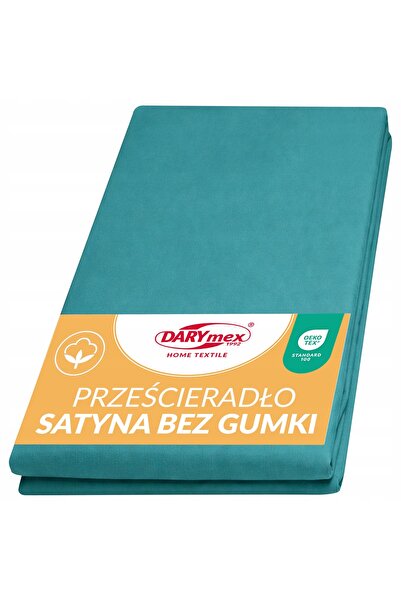 Darymex Cearșaf de pat din satin fără elastic 200x220 turcoaz închis 042 culo...