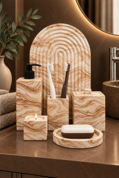 betonmall 7-Piece Decorative Concrete Bathroom Set Bathroom Accessory Set Wc ...