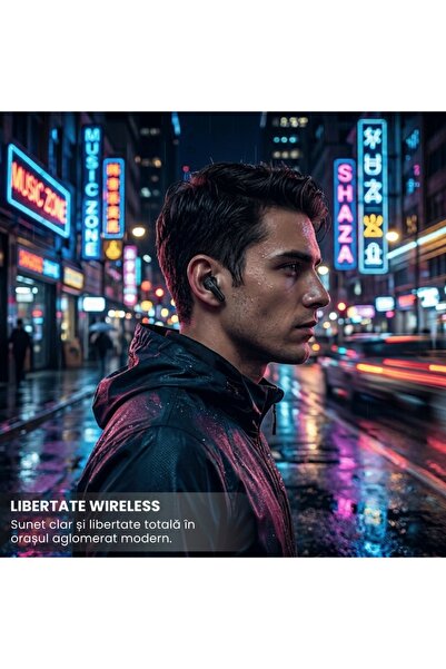 shaza Căști Wireless TWS Air7, Bluetooth 5.3, ANC, 4 Microfoane, Negru