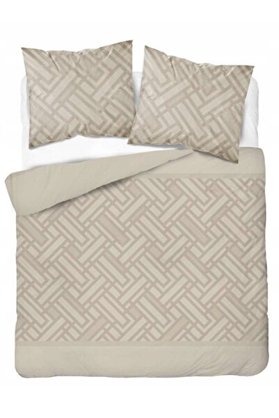Detexpol Set lenjerie de pat din satin 220x200 bej cu model geometric - 5938 ...