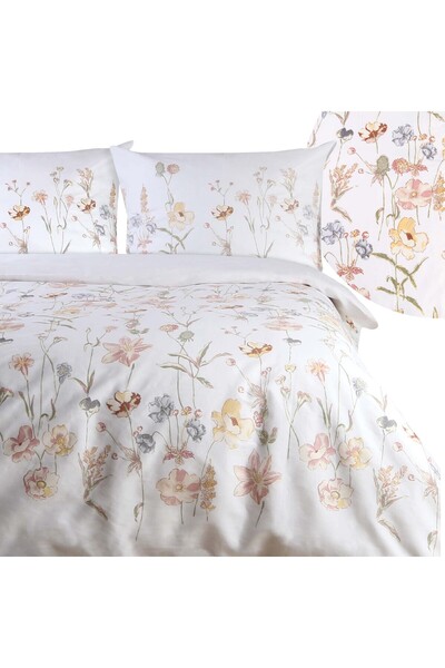 Darymex Lenjerie de pat din satin 180x200 Flori albe colorate 1553/1 Satinlove