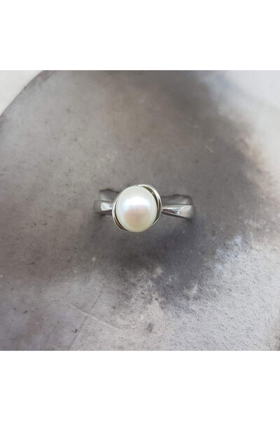 OEM Χειροποίητο δαχτυλίδι από λευκόχρυσο 14Κ και μαργαριτάρι