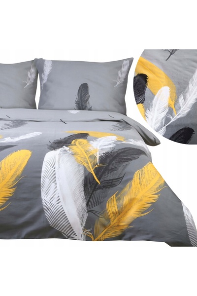 Darymex Lenjerie de pat satin 180x200 gri pene auriu 1551/1 satinlove