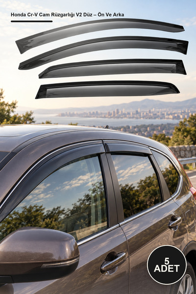 5 Adet Honda Cr-V Cam Rüzgarlığı V2 Düz – Ön Ve Arka Cam Rüzgarlığı, Aerodinamik Tasarım, Yağmur Ve Toz Koruması, Wind Deflector, Window Visor