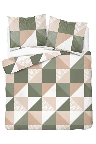 Detexpol Lenjerie de pat din satin 160x200, roz-gri, cu model geometric -6006 A
