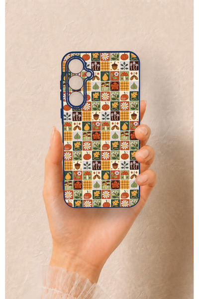 Vip Case Samsung A35 Compatible Autumn Themed Patchwork Patterned Silicone Case
