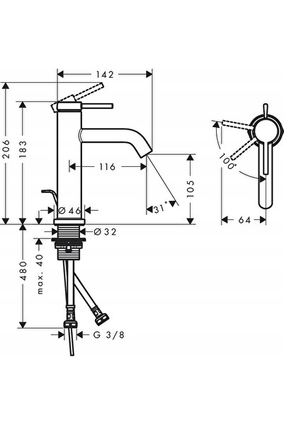 Hansgrohe Tecturis S Baterie de chiuvetă 110 CoolStart Crom73314000