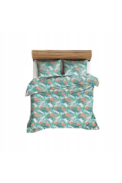 Karo Lenjerie de pat din scoarță 200x220 turcoaz alb flamingo 1737N Bielawa
