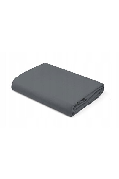 Detexpol Cearșaf de pat din satin gri închis 140x200 cu elastic, culoare uni