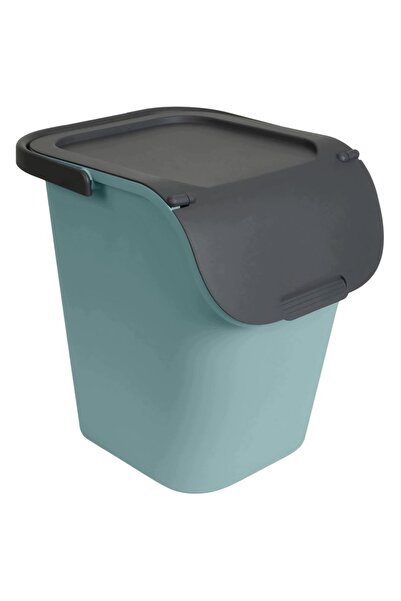 Eda Recipient de sortare de 40L, 32x16cm, cu capac, verde eucalipt/antracit