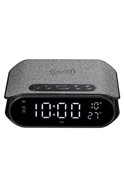 shaza Ceas Deșteptător SA805/GR, LED, Încărcare Wireless, Temperatură, Negru