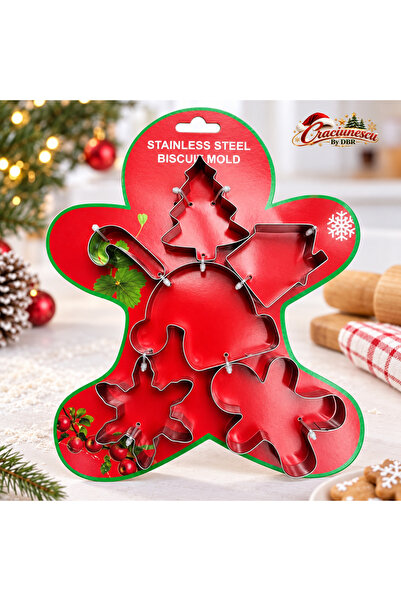 Craciunescu By DBR Set 6 Forme pentru Biscuiti de Craciun, Modele Festive -
