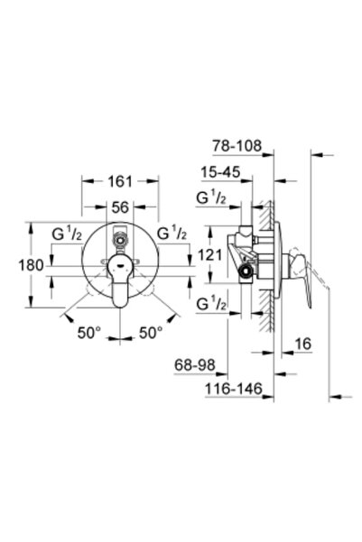 Grohe Baterie cadă-duș BauEdge cu element încorporat 29079000