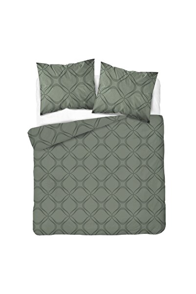 Detexpol Lenjerie de pat din satin 180x200 verde cu ornament geometric -6070 B