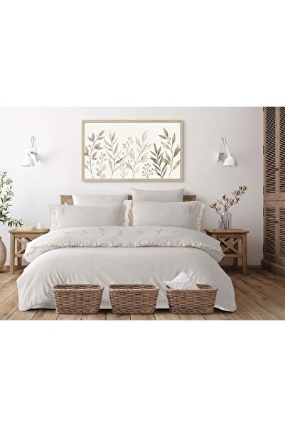 Majoli naturel nakışlı nevresim takımı