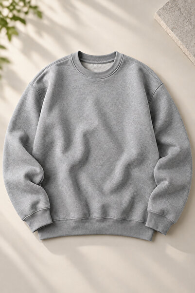 trendypassion Unisex Soft Textured Plain 3 Yarn O Oversized Crew Neck Sweatshirt – Simple and Modern Look