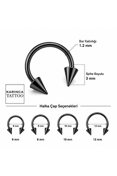 Karınca Piercing Yarım Halka Spike Piercing Dudak Snake Bites Forward Helix Tragus Rook Daith Kaş Septum Conch Nostril Nipple Smiley