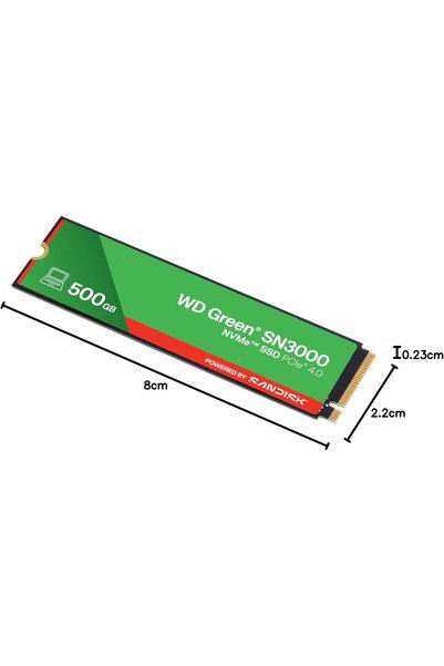 ART3 Green SN3000 NVMe 500 GB (5.000 MB/sn'ye kadar okuma 4.000 MB/sn'ye kadar yazma) - WDS500G4G0E