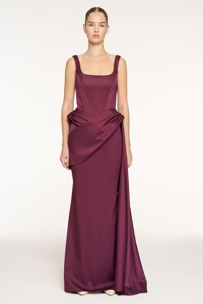 cercis - 1454 KALIN ASKI BEL DRAPE ELBİSE