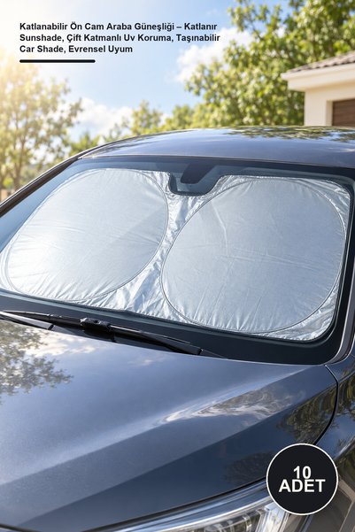 Yenilig 10 Pieces Foldable Windshield Car Sunshade – Foldable Sunshade, Doubl...