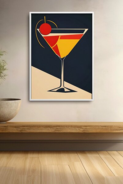 HOMEPACK Poster de cocktail cu rama de cireșe, cu tematică retro Martini Cock...