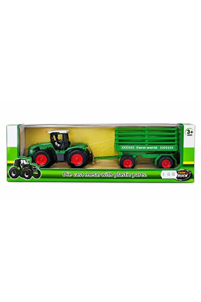 Generic Brand Tractor Agricol cu Remorcă, Jucărie din Metal și Plastic