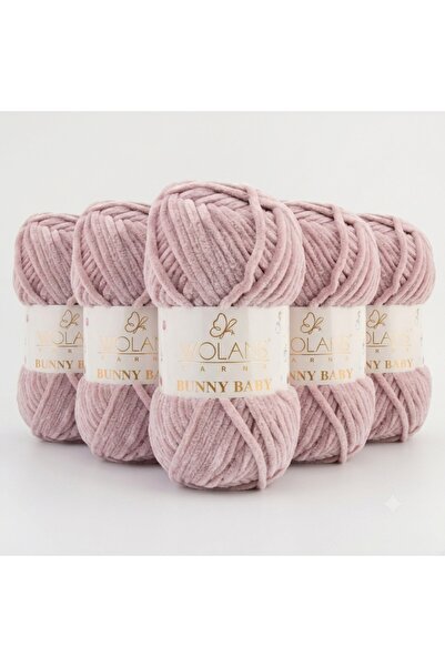 WOLANS Bunny Baby 53 Pastel Rose Velvet Knitting Yarn Chenille Yarn Shawl, Bl...