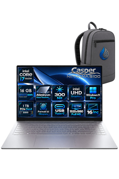 CASPER Nirvana S100 i7-13620H 16 GB DDR5 1 TB SSD Intel Graphics 16'' FHD IPS...