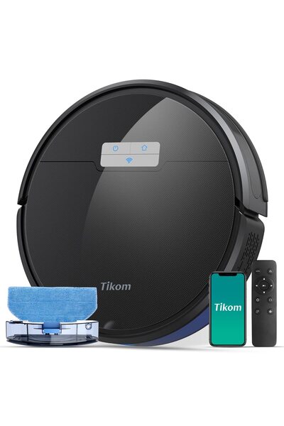 Tikom Aspirator robot G8000 Pro, 2 în 1, putere de 4500Pa, Wi-Fi, încărcare a...