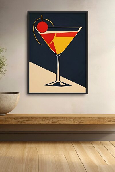 HOMEPACK Poster de cocktail cu rama de cireșe, cu tematică retro Martini Cock...