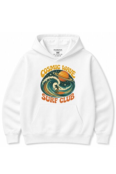 Rabona Fashion Hanorac cu imprimeu retro  "Space Surfer " al Clubului de Surf...
